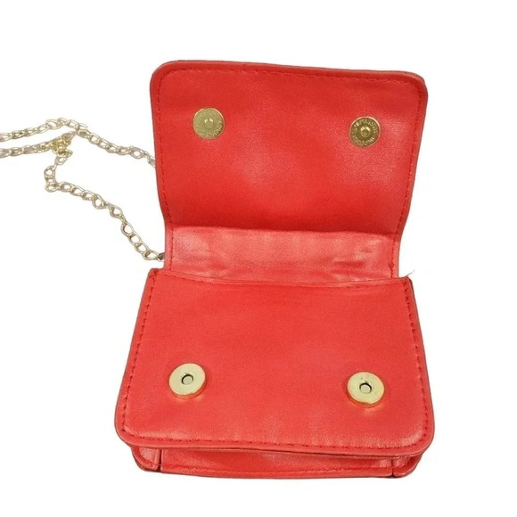 Red Golden Mini Clutch Handbag Purse. Pearls and Sparkles. - Picture 7 of 10